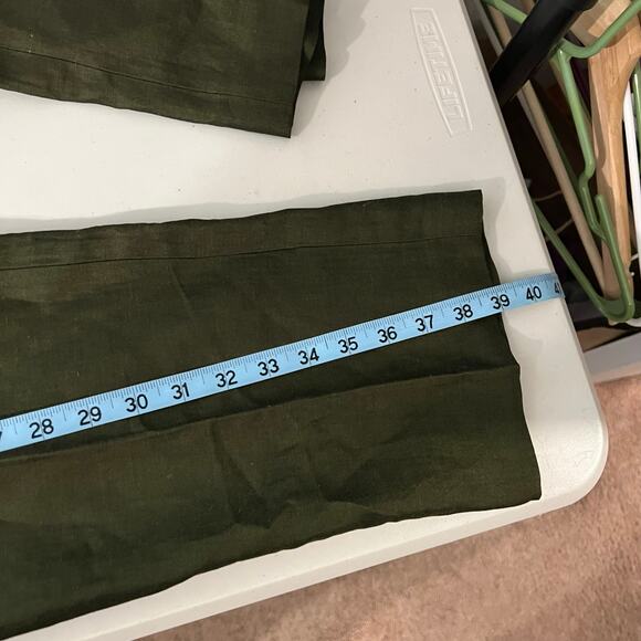 Kate Hill Dark Green Linen High Rise Relaxed Fit Trouser Pants Size 12 - Picture 9 of 13